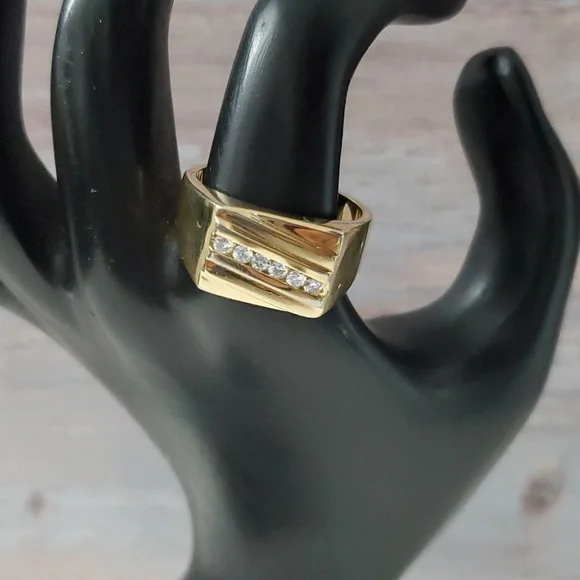 Sterling Silver 925 Channel Gold Ring - Picture 3 of 8